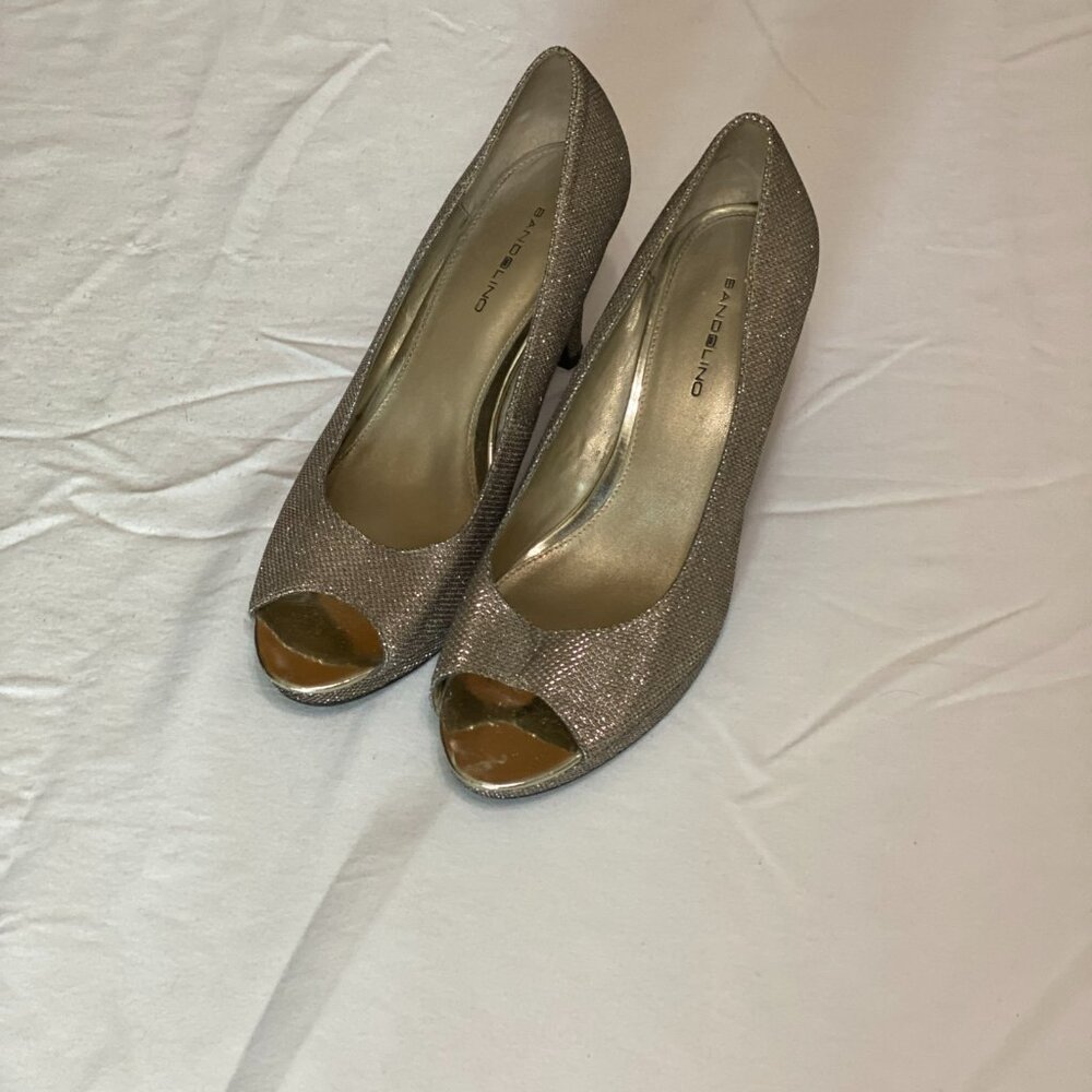 Bandolino 9M High Heels Gold Peep Toe Pump